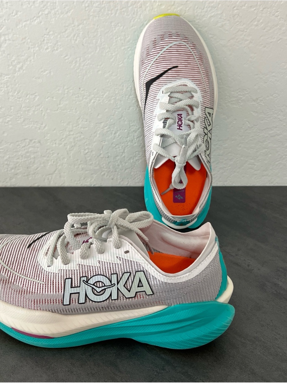 HOKA Women's White & Teal Running Shoes
